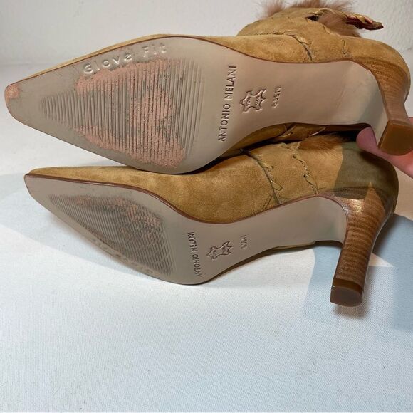 Antonio Melani suede fur trimmed stiletto ankle booties 6 - Picture 10 of 13